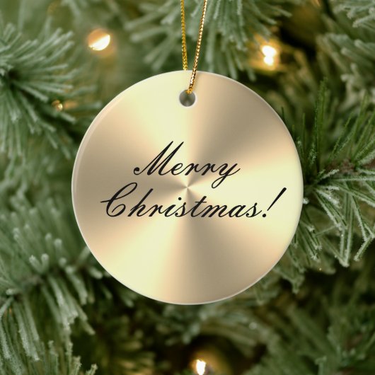 光沢のある金ゴールドメタリックカスタムテクスチャのクリスマスツリー セラミックオーナメント (ツリー)