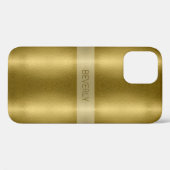 光沢のある金ゴールドメタルテクスチャ(名前パーソナライズされた) Case-Mate iPhoneケース (裏面 (横))
