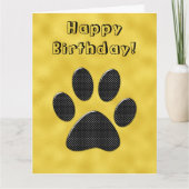 光沢のある金ゴールド上の白黒水玉模様の前足 カード (正面)