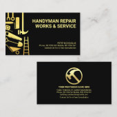 光沢のある金ゴールド建築の手書きツール 名刺 (正面/裏面)