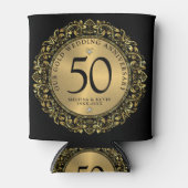 光沢のある金ゴールド渦巻き円枠結婚50番目 缶クーラー (正面)