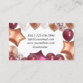 光沢のある金ゴールド紫色のバルーンの名刺 名刺 (裏面)