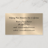 光沢のある金ゴールド結婚のイベントプランナー名刺 名刺 (裏面)