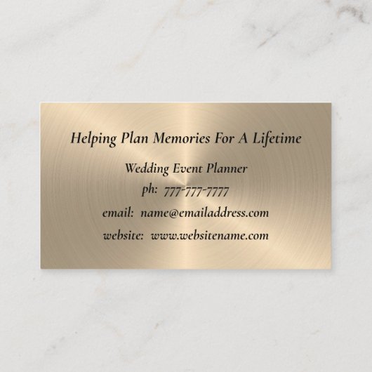 光沢のある金ゴールド結婚のイベントプランナー名刺 名刺 (裏面)