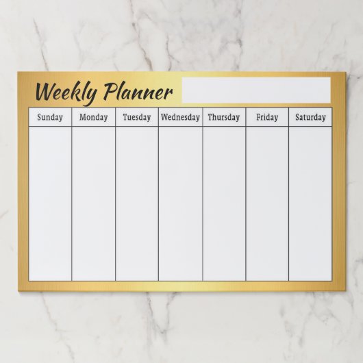 光沢のある金ゴールド週間プランナーシート紙パッド ペーパーパッド (正面)