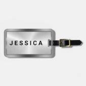 光沢のある金フェイク属銀ブラックタイポグラフィ ラゲッジタグ (正面横)