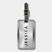 光沢のある金フェイク属銀ブラックタイポグラフィ ラゲッジタグ (正面縦)