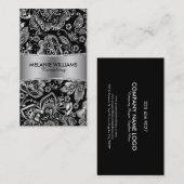 光沢のある金属の銀バロックのフローラダマスク 名刺 (正面/裏面)