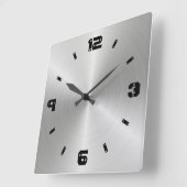 光沢のある金属テクスチャ、ねじ頭を持つ数字 スクエア壁時計 (傾斜)