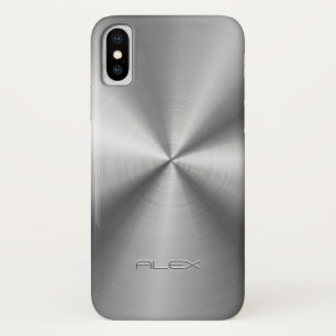 光沢のある金属フェイクステンレス鋼 iPhone X ケース