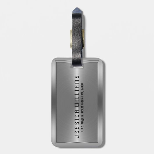 光沢のある金属フェイク銀ステンレス鋼の外観 ラゲッジタグ (裏面縦)