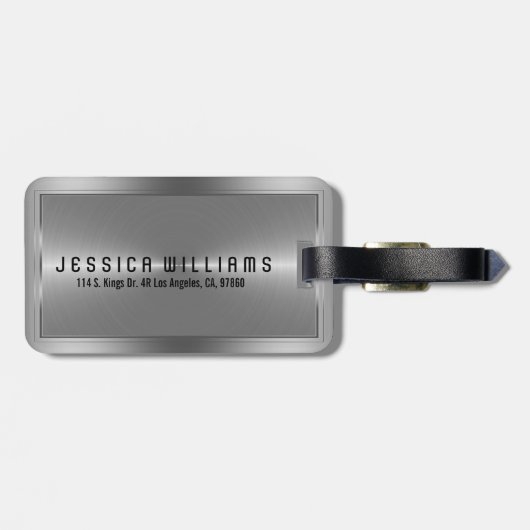 光沢のある金属フェイク銀ステンレス鋼の外観 ラゲッジタグ (裏面横)