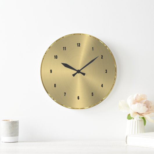 光沢のある金属金ゴールドの背景 ラージ壁時計 (ホーム)