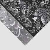 光沢のある金属銀のダマスクのパターン 薄葉紙 (詳細)