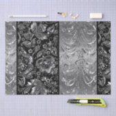 光沢のある金属銀のダマスクのパターン 薄葉紙 (クラフト)