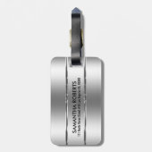 光沢のある金属銀ステンレス鋼の外観 ラゲッジタグ (裏面縦)