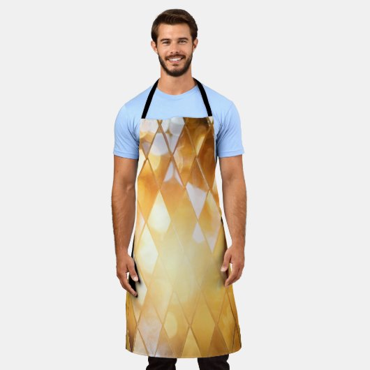 光沢のある金色のモザイクガラス エプロン (着用した状態)