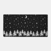 光沢のある銀のクリスマスツリーと黒の星 デスクマット (正面)