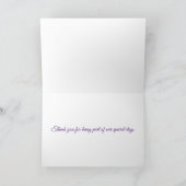 光沢のある銀のグリッターアメジストホイルブリーズメイド サンキューカード (内部)