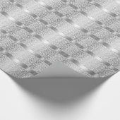 光沢のある銀のストライプホワイトダマスク ラッピングペーパー (角)