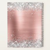 光沢のある銀フェイクグリッター赤面バラ箔モノグラム プランナー手帳 (裏面)