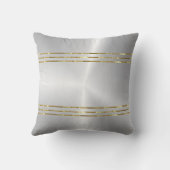 光沢のある銀フェイク色と金ゴールドメタリック背景 クッション (裏面)