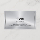 光沢のある銀フェイク色のメタリックな外観の背景 名刺 (裏面)