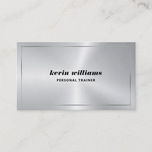 光沢のある銀フェイク色のメタリックな外観の背景 名刺 (正面)