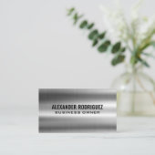 光沢のある銀メタリック 名刺 (スタンド正面)