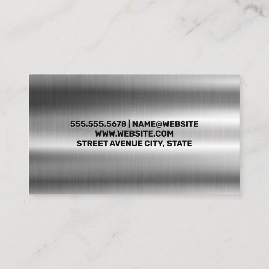 光沢のある銀メタリック 名刺 (裏面)