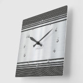 光沢のある銀モダン幾何学的整備士カスタム スクエア壁時計 (傾斜)