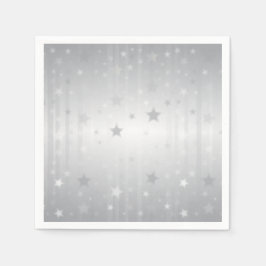 光沢のある銀色の星 スタンダードカクテルナプキン
