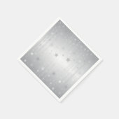 光沢のある銀色の星 スタンダードカクテルナプキン (角)