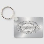 光沢のある銀色の渦巻き円形フレーム結婚25th キーホルダー (裏面)