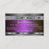 光沢のある銀色の紫の大理石のパターン 名刺 (裏面)