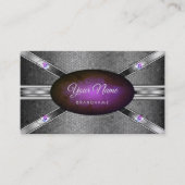 光沢のある銀色の紫の大理石のパターン 名刺 (正面)