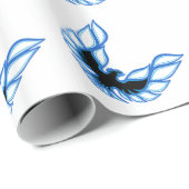 光沢のある青いわめく鶏の包装紙 ラッピングペーパー (ロールコーナー)