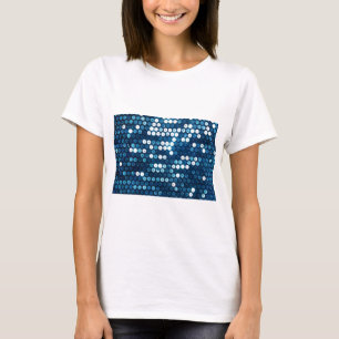 光沢のある青いシークイン Tシャツ
