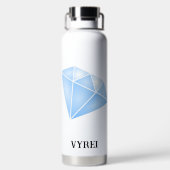 光沢のある青いダイヤモンドカラット ウォーターボトル (背面)