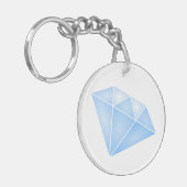 光沢のある青いダイヤモンドカラット キーホルダー (正面左)