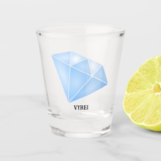 光沢のある青いダイヤモンドカラット ショットグラス (正面)