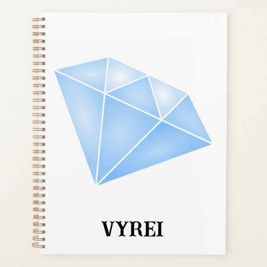 光沢のある青いダイヤモンドカラット プランナー手帳 (正面)