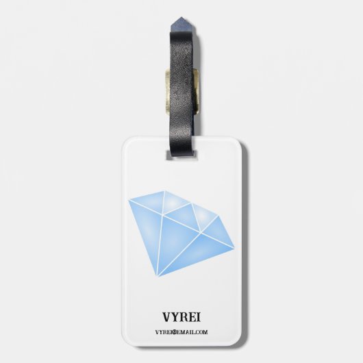 光沢のある青いダイヤモンドカラット ラゲッジタグ (裏面縦)