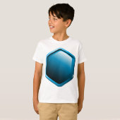 光沢のある青い六角形のアイコン モダンな幾何学模様 Tシャツ (正面フル)
