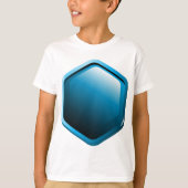 光沢のある青い六角形のアイコン モダンな幾何学模様 Tシャツ (正面)