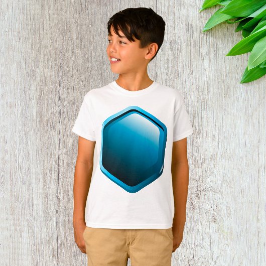 光沢のある青い六角形のアイコン モダンな幾何学模様 Tシャツ