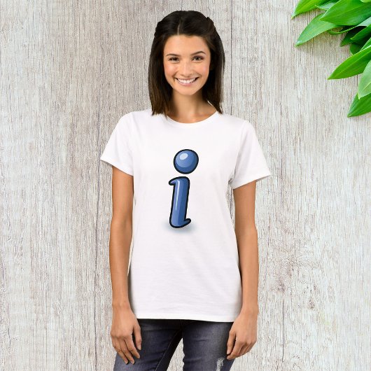 光沢のある青い情報アイコンシンボル Tシャツ