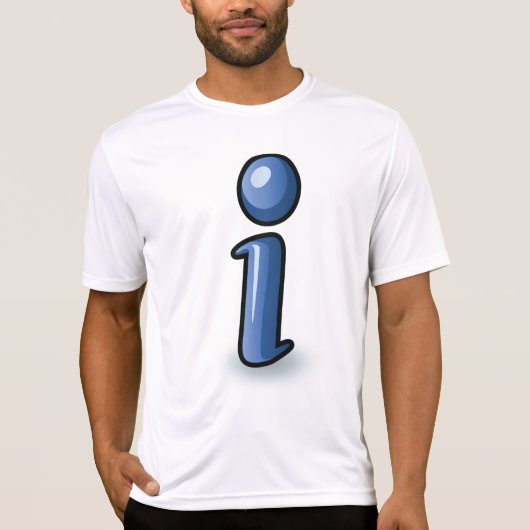 光沢のある青い情報アイコンシンボル Tシャツ (正面)