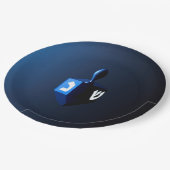 光沢のある青い浚渫船 ペーパープレート (アングル)