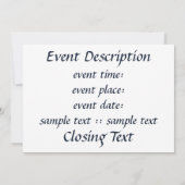 光沢のある青い浚渫船 招待状 (裏面)